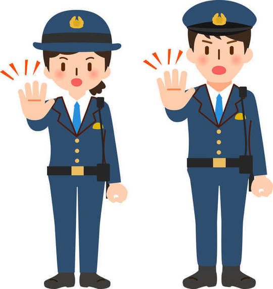 風営法違反の取り締まりをしている警察官